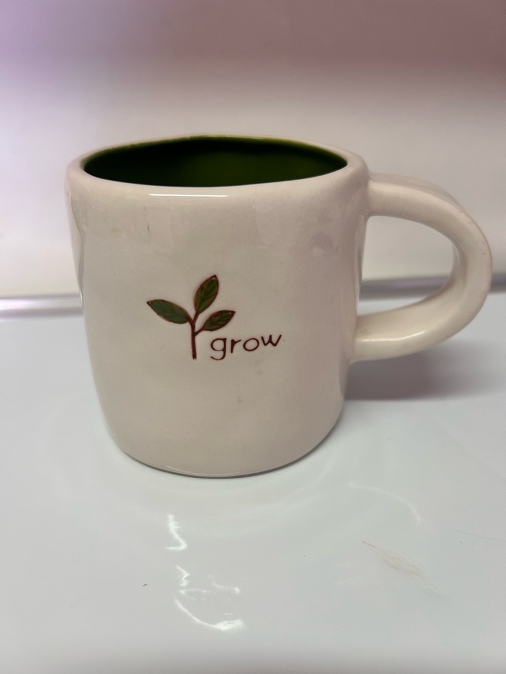 Starbucks Cream Ceramic 'grow' Mug with Green Interior